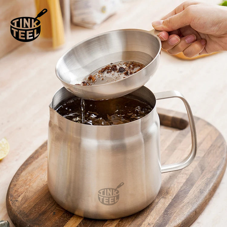 Stainless Steel Deep Fryer Pot with Basket & Strainer