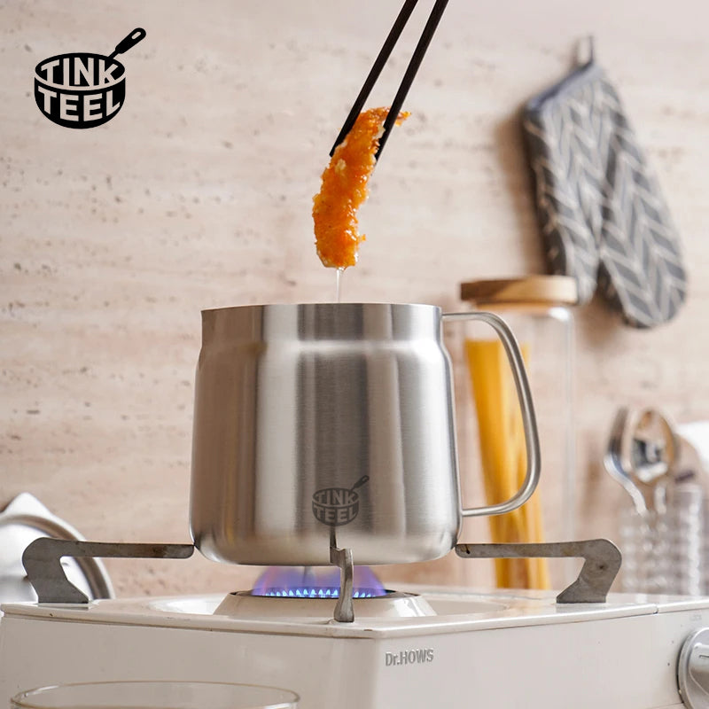 Stainless Steel Deep Fryer Pot with Basket & Strainer